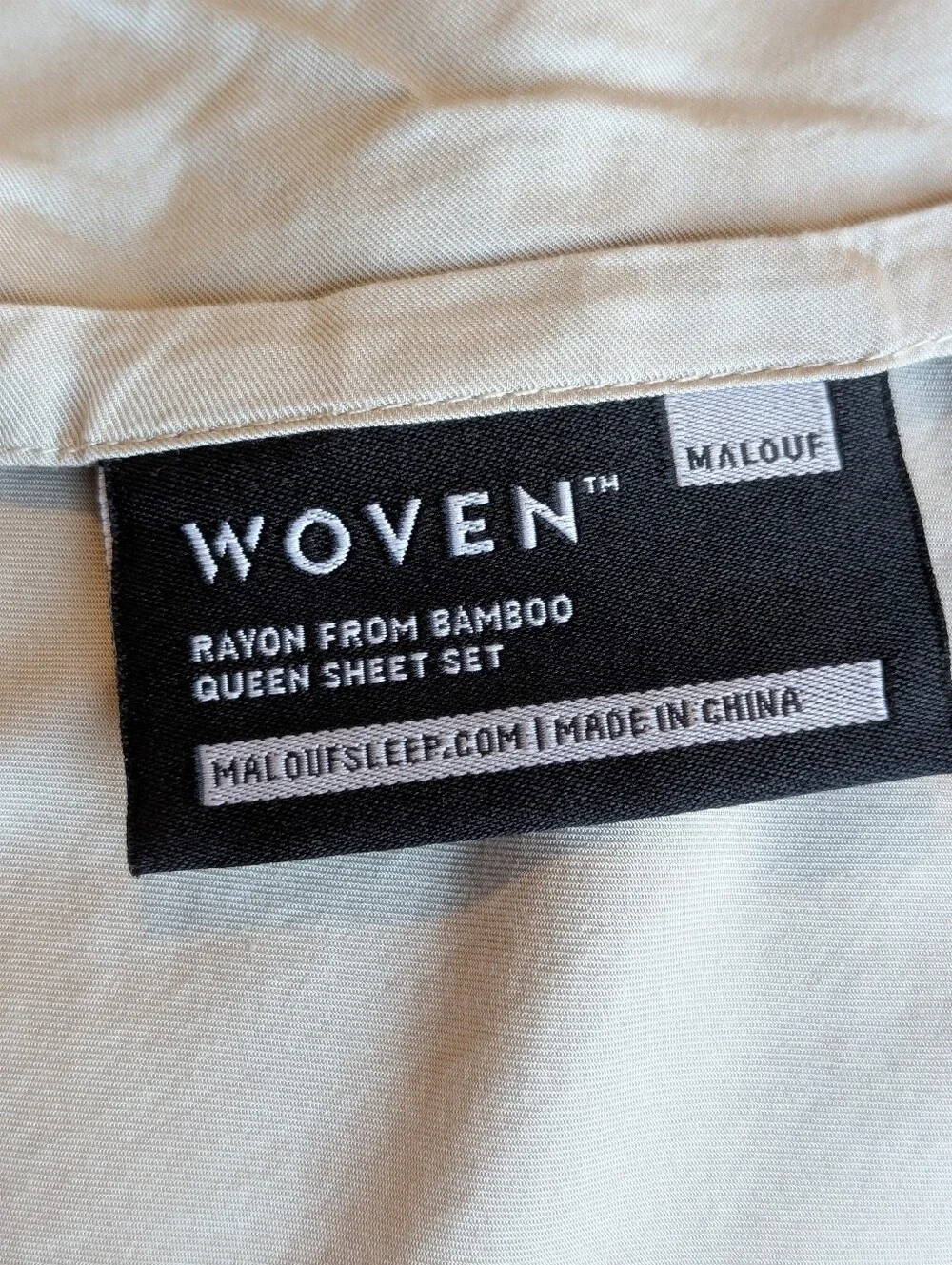 Malouf Woven Sleep Light Green Queen Rayon Bamboo Flat Sheet Cooling Breathable